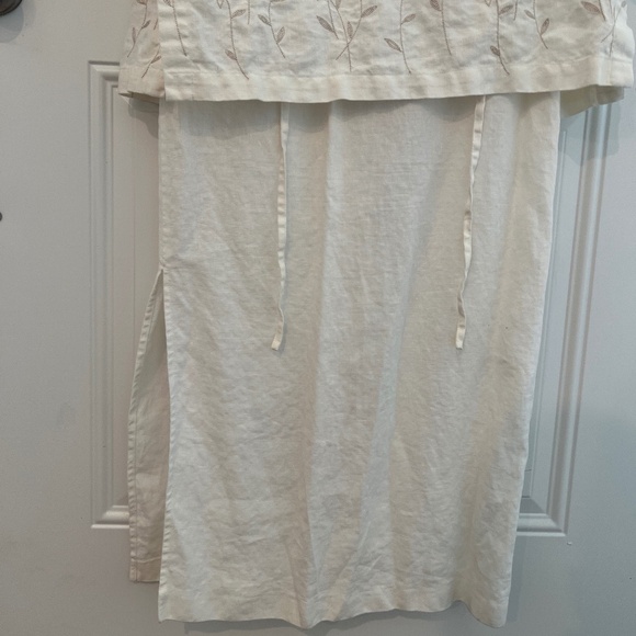 100% Linen White and Beige Norton McNaughton Petites S 2 pc set Dress and Top - Picture 4 of 6